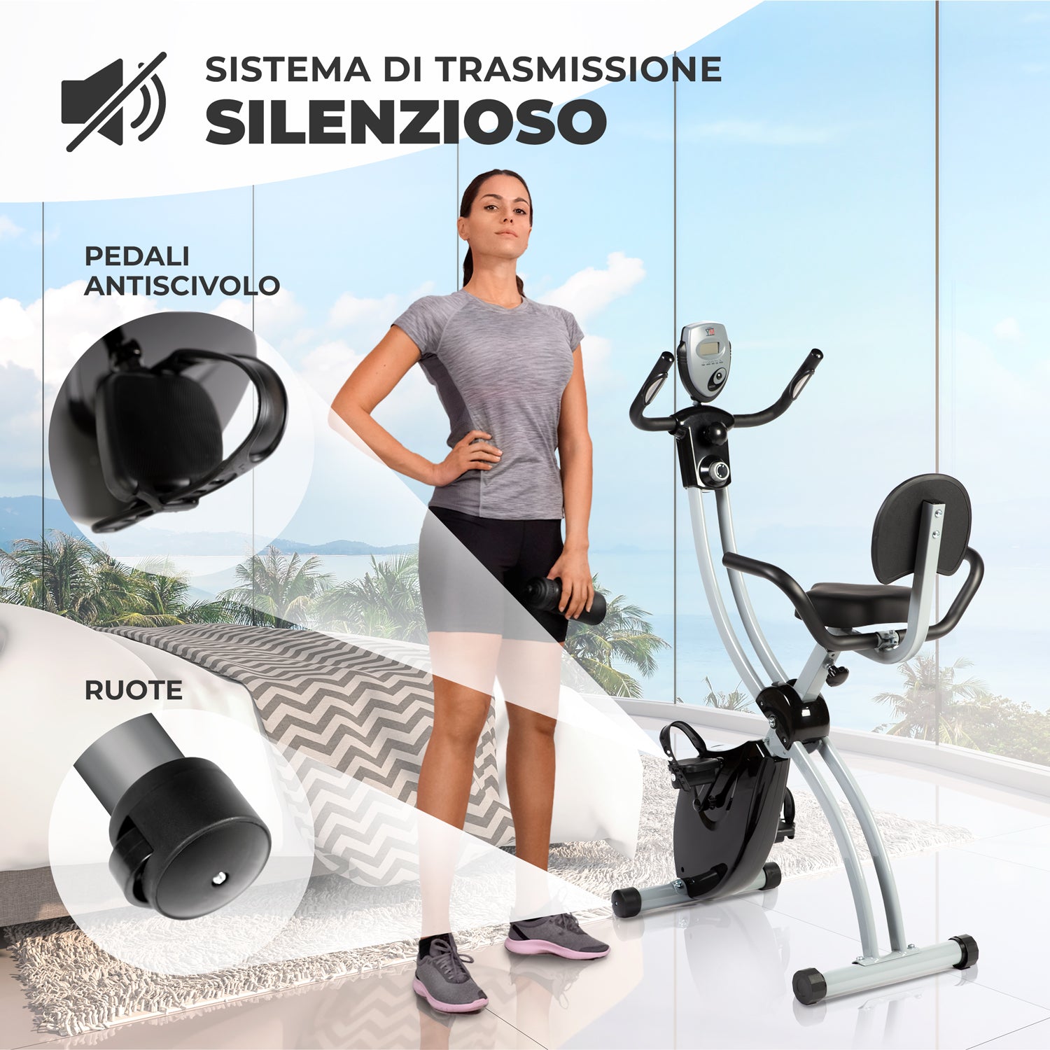 Cyclette Bike TOP con sistema di trasmissione silenzioso