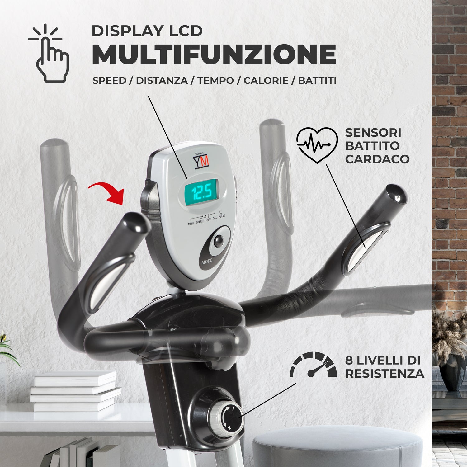 Cyclette Bike TOP, con display multifunzione
