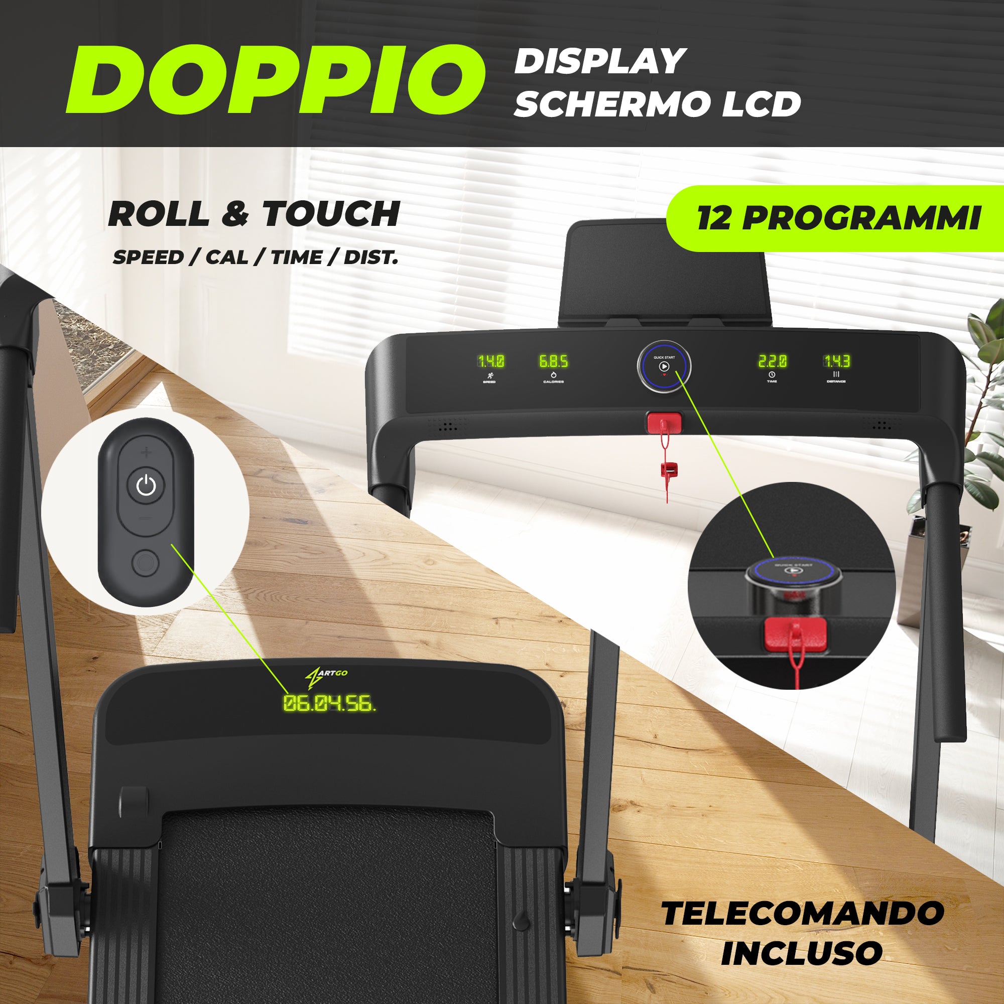 Tapis roulant Raffaello con doppio display