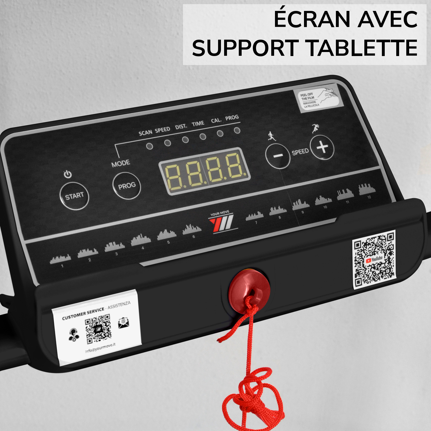 Tapis de course NEXT 1000 noir reconditionné : écran avec support tablette