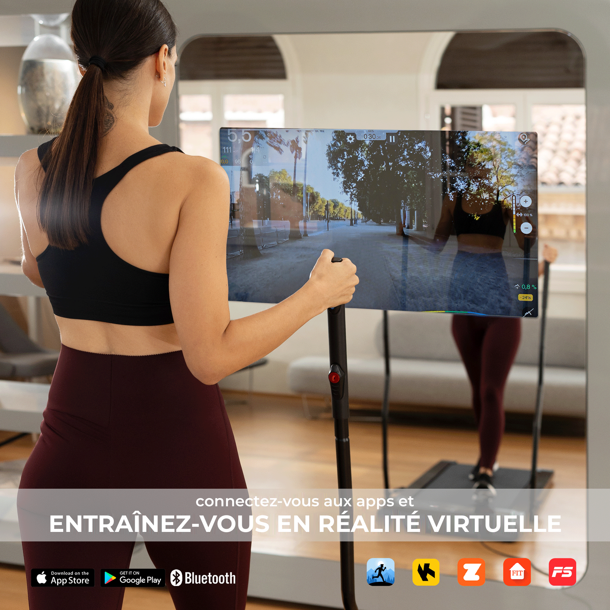 Tapis de course Nordic Walking 2 en 1 : connectez-vous aux apps et entraînez-vous en réalité virtuelle