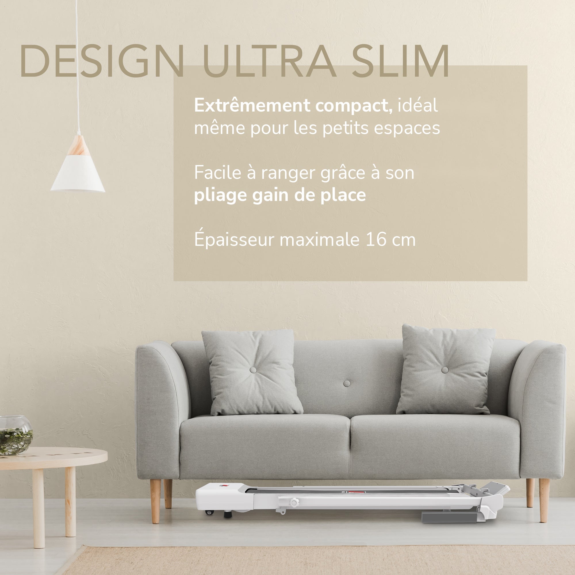 NEXT 1000 blanc design ultra slim : extrêmement compact, pliage gain de place, épaisseur maximale 16 cm