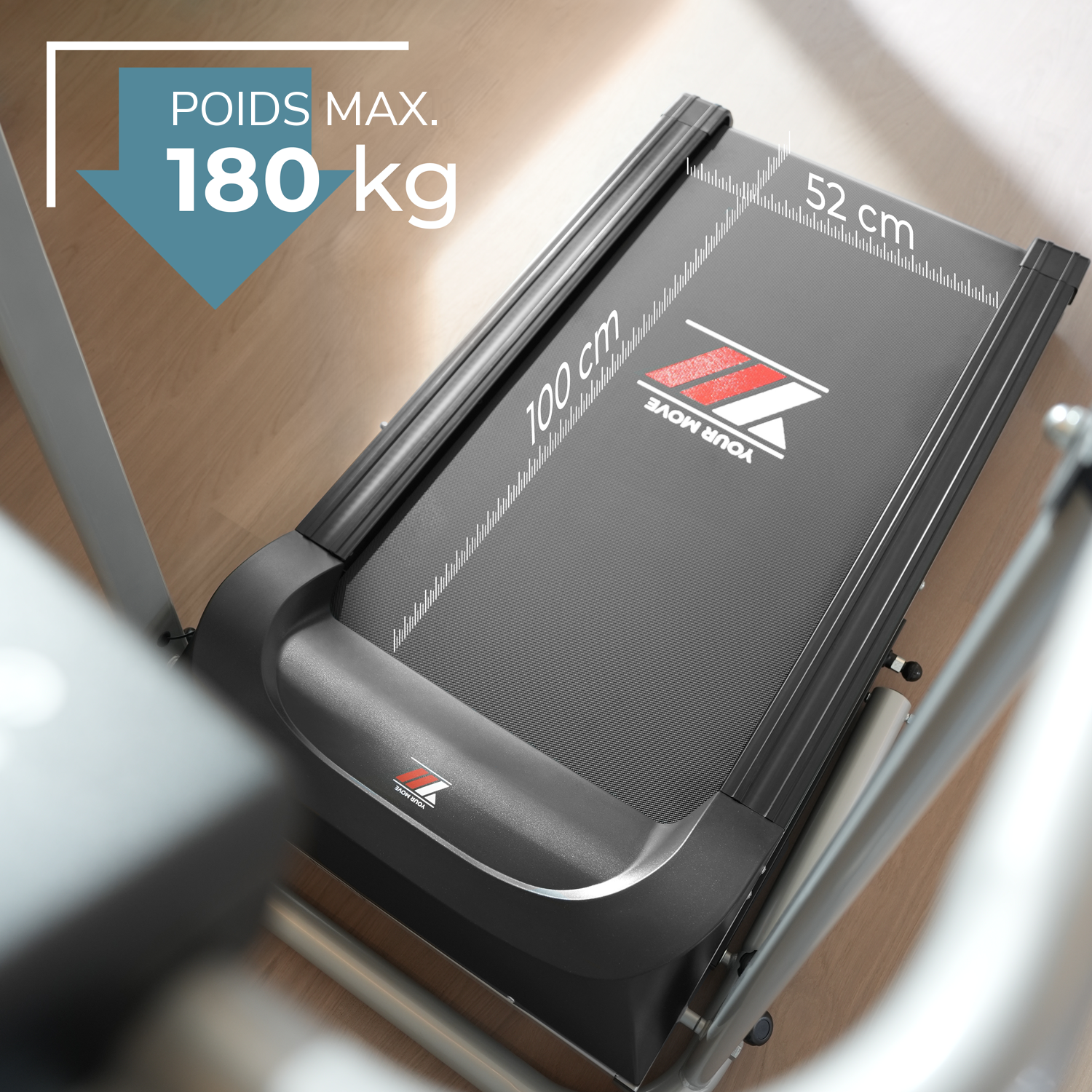 X120 BEAR : poids max. utilisateur 180 kg, surface de course 100 x 52 cm