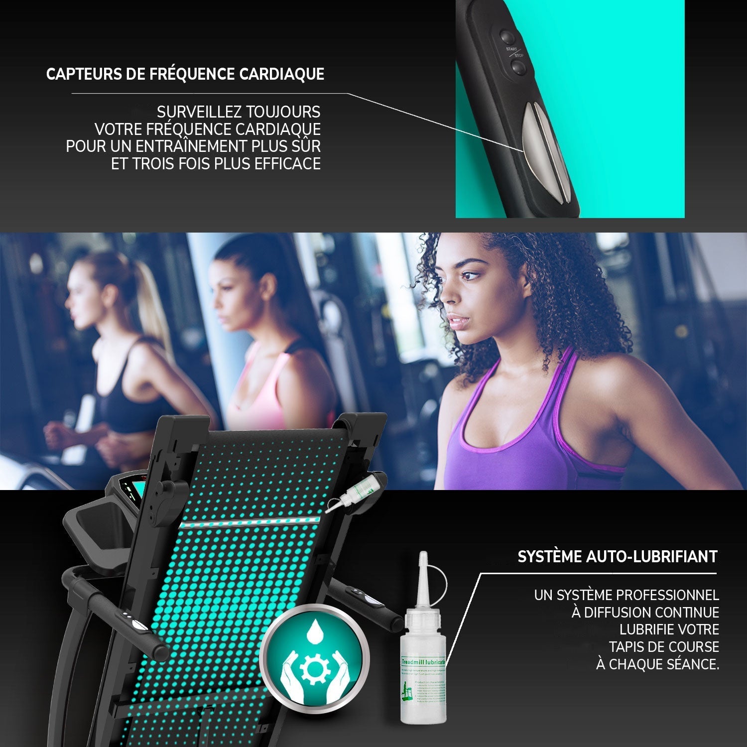 TAP 140 : capteurs de fréquence cardiaque et système auto-lubrifiant