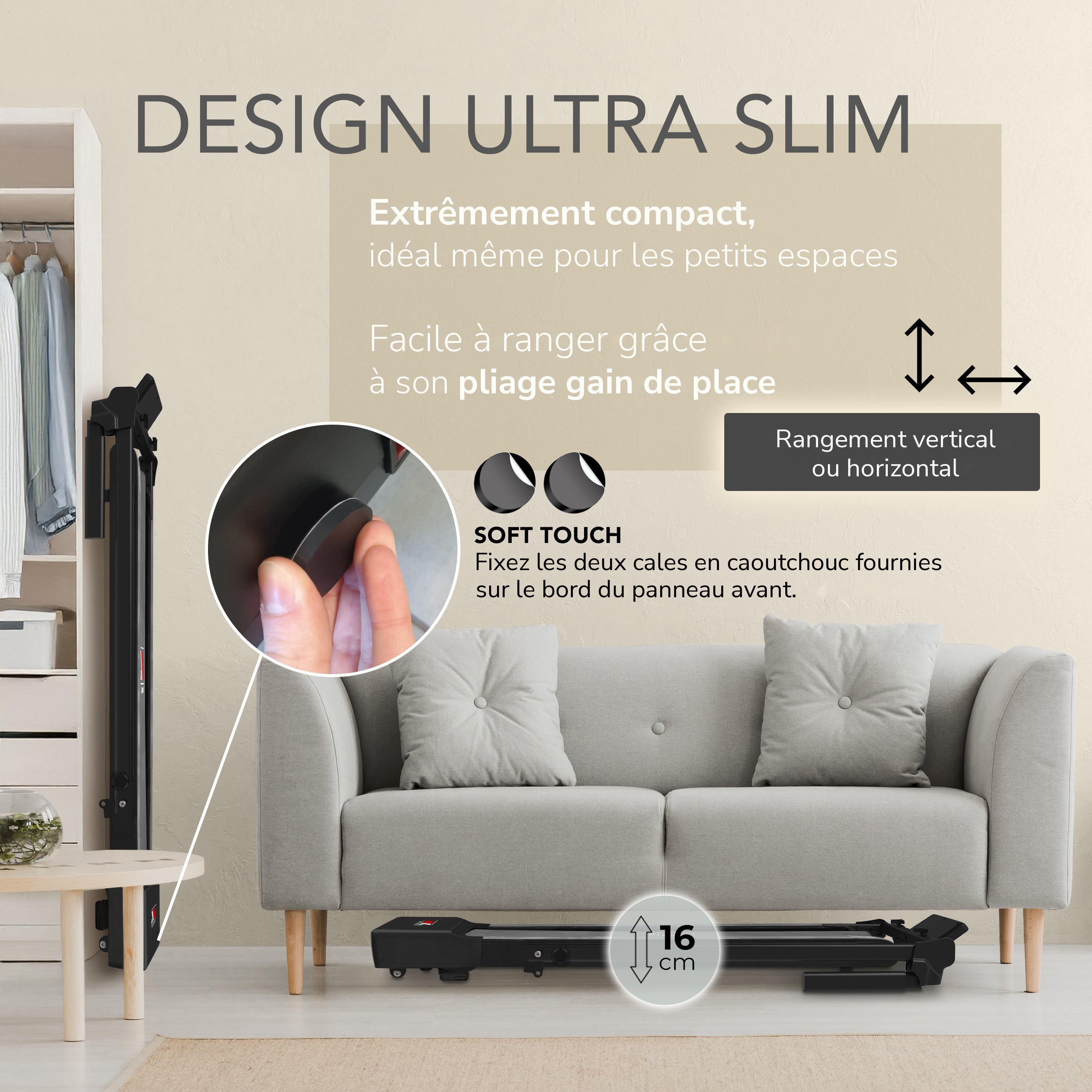 NEXT 1000 noir design ultra slim, se range sous le canapé