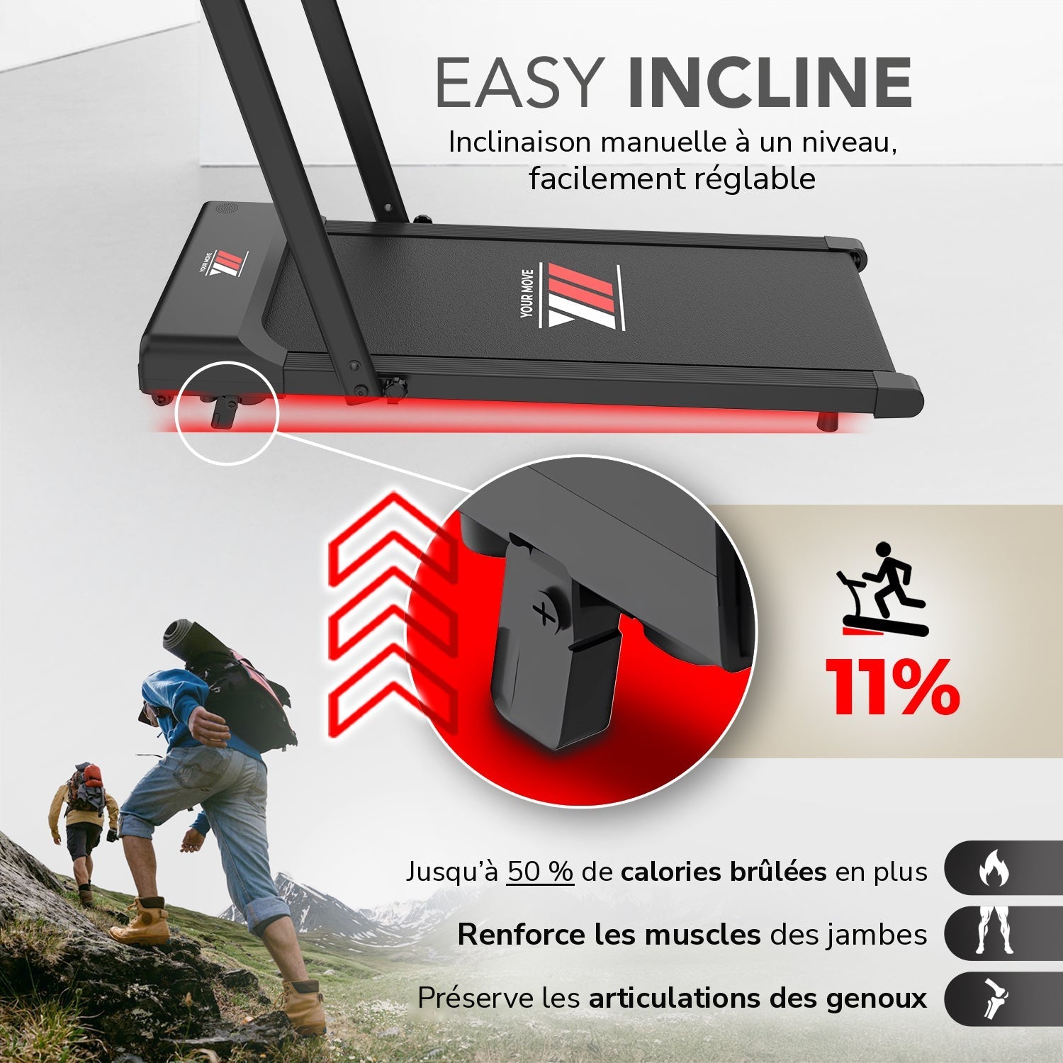NEXT 1000 noir Easy Incline, inclinaison manuelle de 11 %