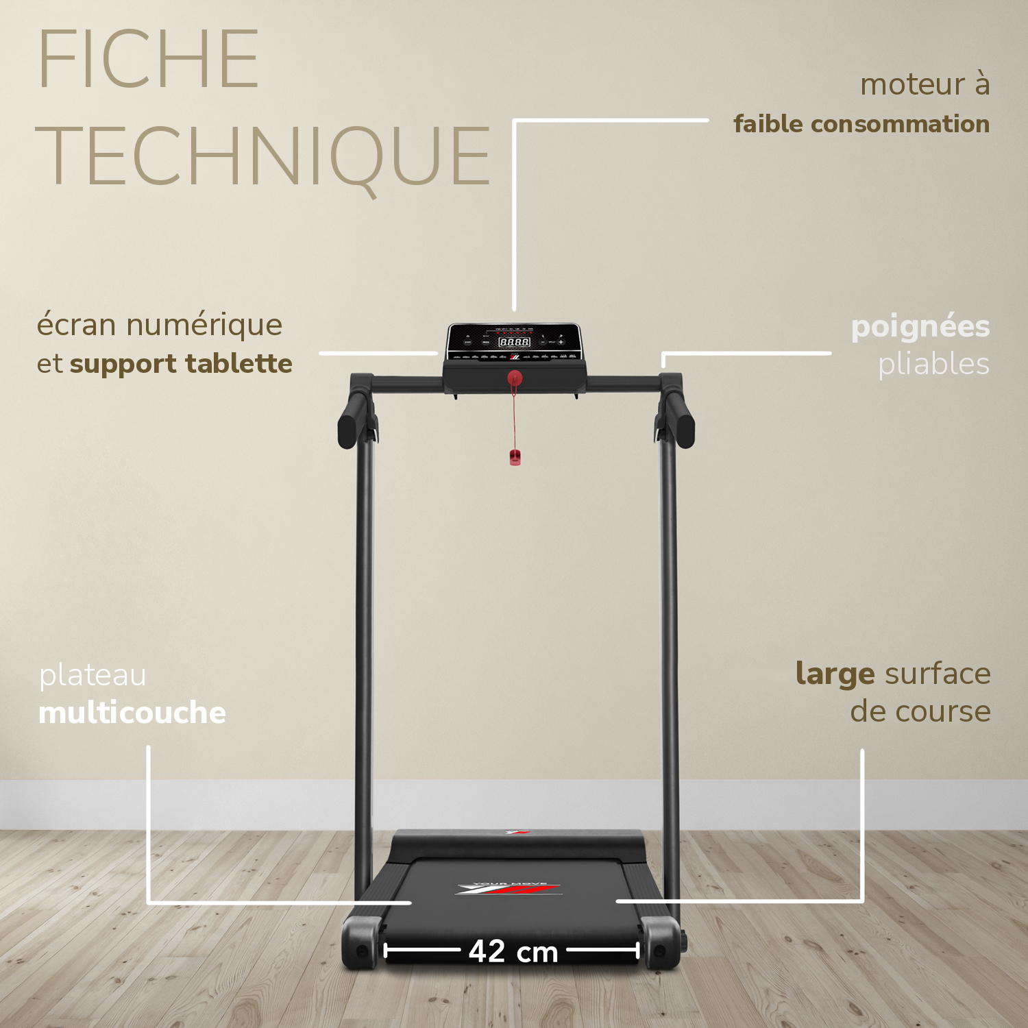 Tapis de course NEXT 1000 noir reconditionné : fiche technique