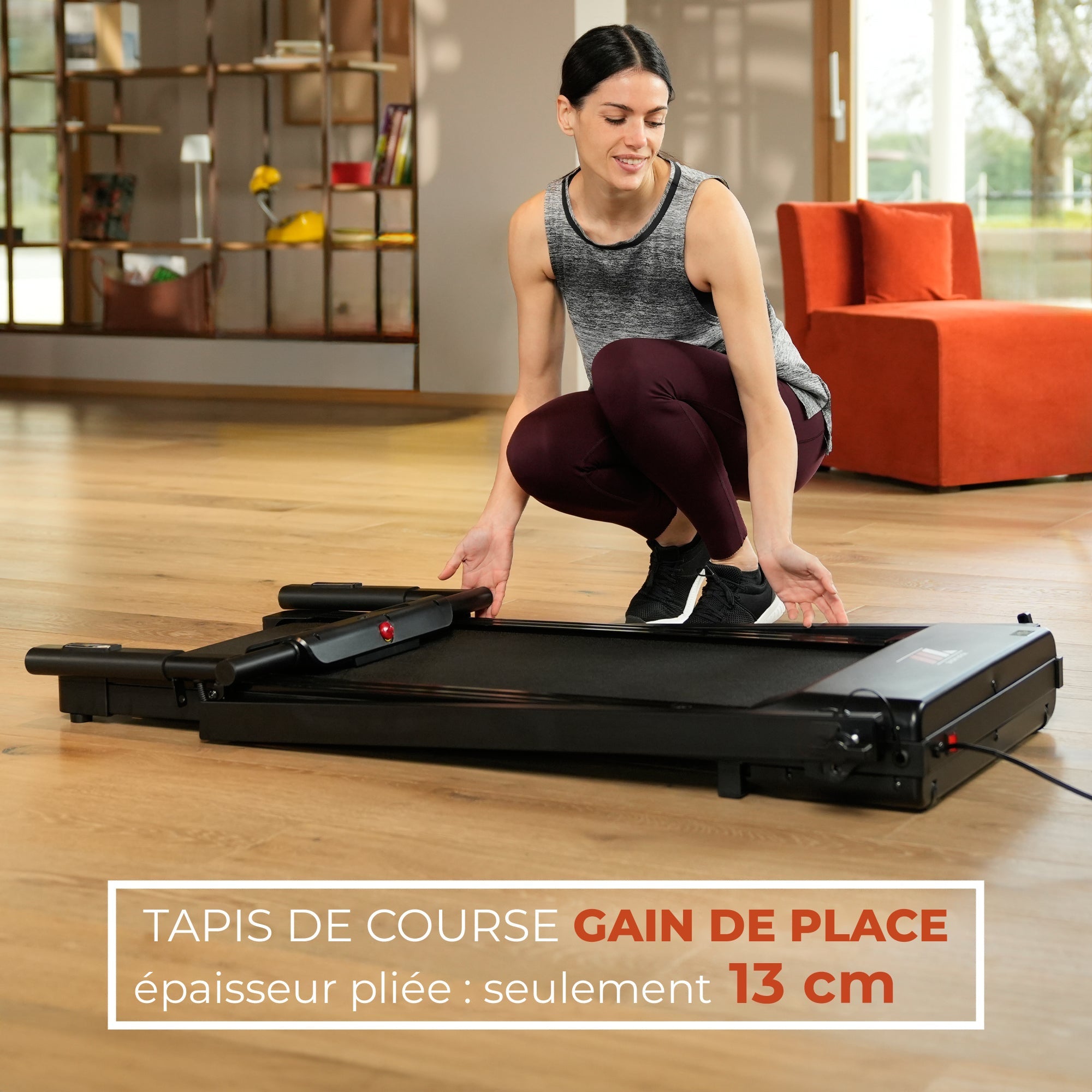 Tapis de course NEXT 2000 LOG gain de place, 13 cm une fois plié