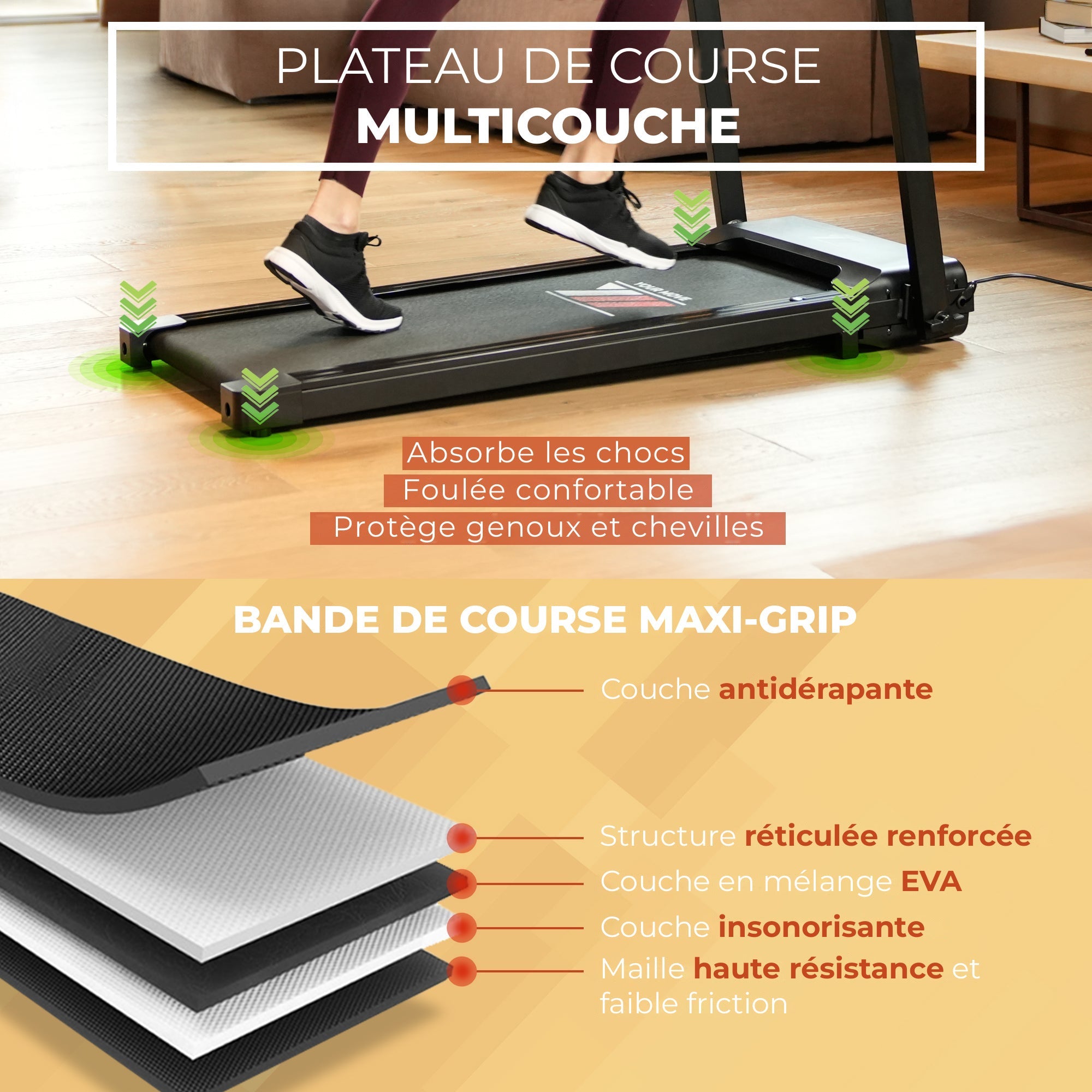 NEXT 2000 LOG, plateau de course multicouche et bande Maxi-Grip