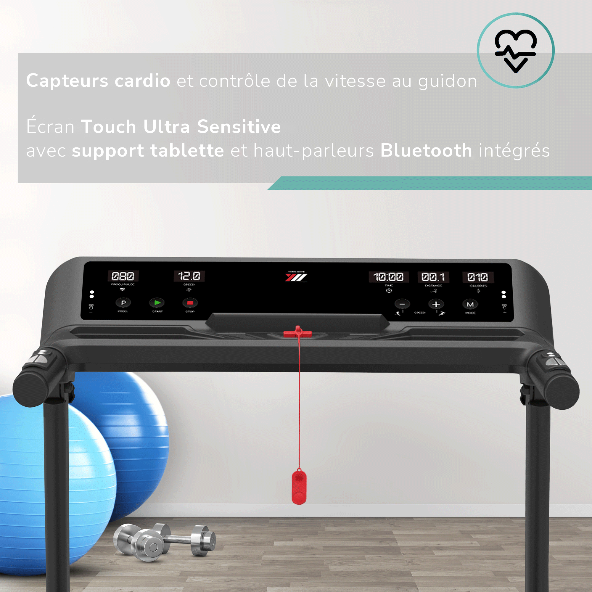 NEXT 4000, capteurs cardio, écran tactile et support tablette avec haut-parleurs Bluetooth
