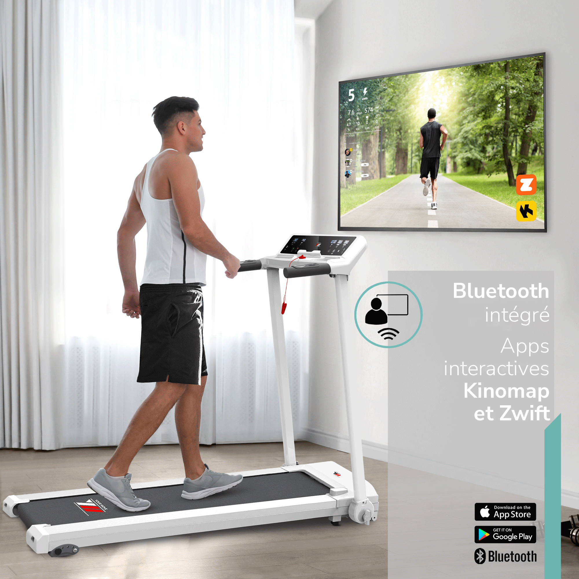 NEXT 4000, Bluetooth intégré et apps interactives Kinomap et Zwift