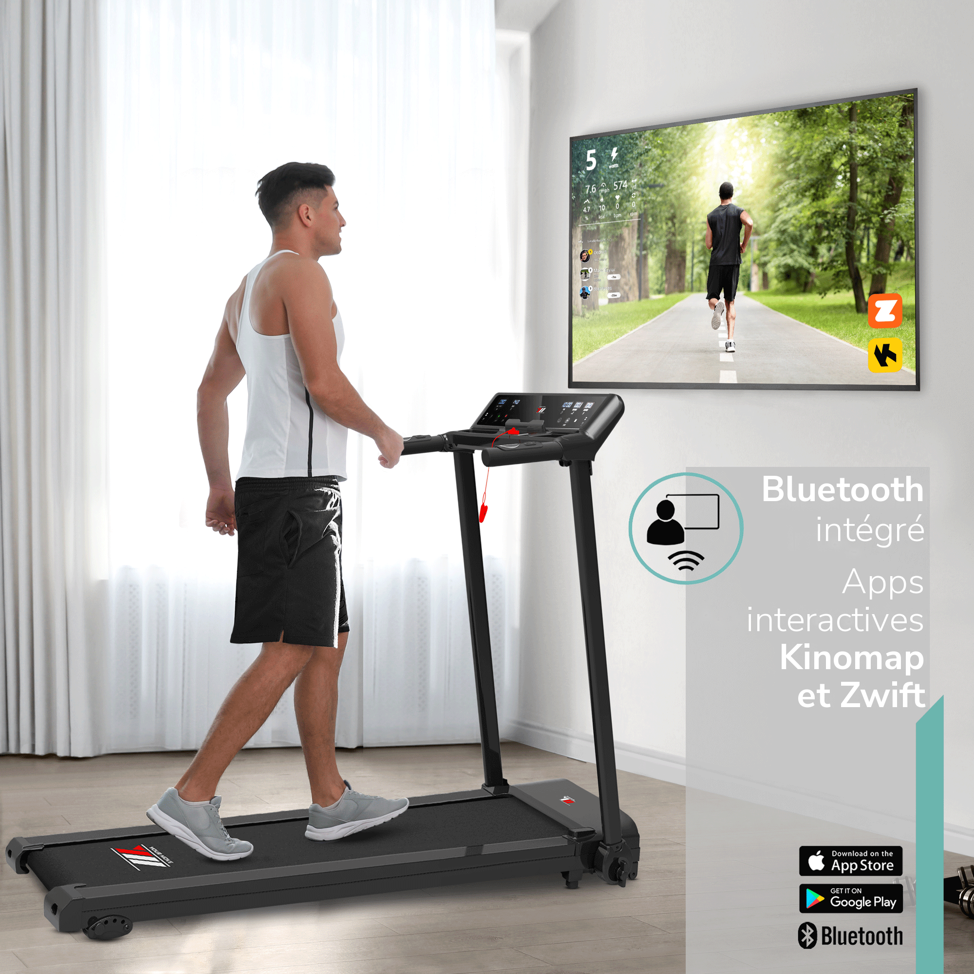 NEXT 4000, Bluetooth intégré et apps interactives Kinomap et Zwift
