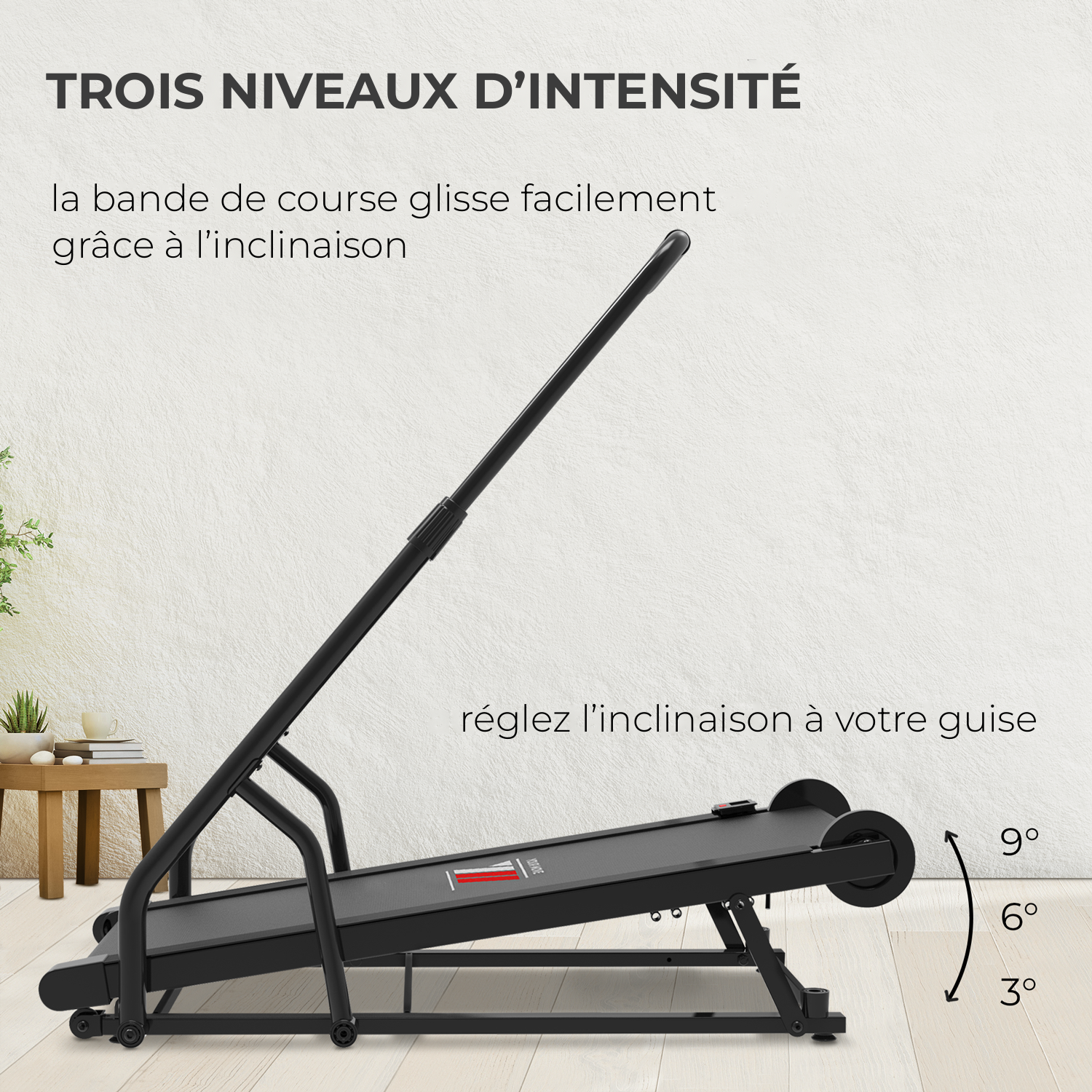 Tapis de course magnétique NEXT INFINITY : trois niveaux d’intensité grâce à l’inclinaison